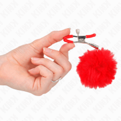 KINK - PINZAS PARA PEZONES CON POMPÓN ROJO 6 CM - piKanteo | Despierta tu lado más piKante