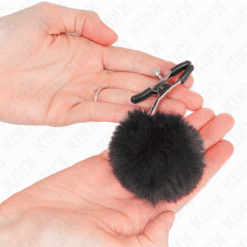 KINK - PINZAS PARA PEZONES CON POMPÓN NEGRO 6 CM - piKanteo | Despierta tu lado más piKante