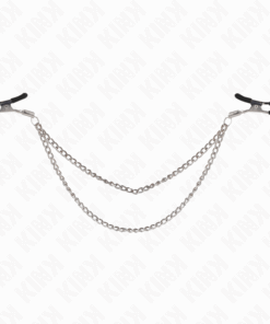 KINK - PINZAS PARA PEZONES CON DOBLE CADENA GRUESA PLATEADO 20/23 CM