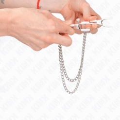 KINK - PINZAS PARA PEZONES CON DOBLE CADENA FINA PLATEADO 20/23 CM - piKanteo | Despierta tu lado más piKante