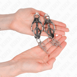 KINK - PINZAS PARA PEZONES ESTILO JAPONÉS CON CADENAS PLATEADO - piKanteo | Despierta tu lado más piKante