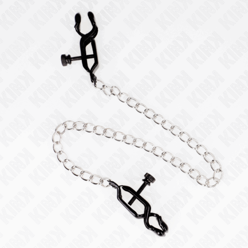 KINK - PINZAS PARA PEZONES PLANAS NEGRO CON CADENA PLATEADO 30 CM - Imagen 2
