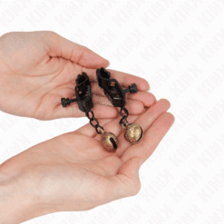KINK - PINZAS PARA PEZONES PLANAS NEGRO CON CASCABEL 7 CM - piKanteo | Despierta tu lado más piKante