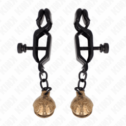 KINK - PINZAS PARA PEZONES PLANAS NEGRO CON CASCABEL 7 CM