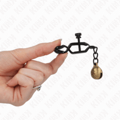 KINK - PINZAS PARA PEZONES PLANAS NEGRO CON CASCABEL 7 CM - piKanteo | Despierta tu lado más piKante
