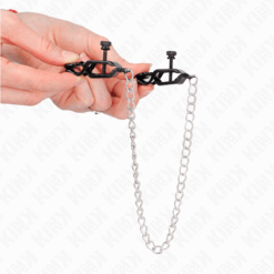 KINK - PINZAS PARA PEZONES PLANAS NEGRO CON CADENA PLATEADO 30 CM - piKanteo | Despierta tu lado más piKante