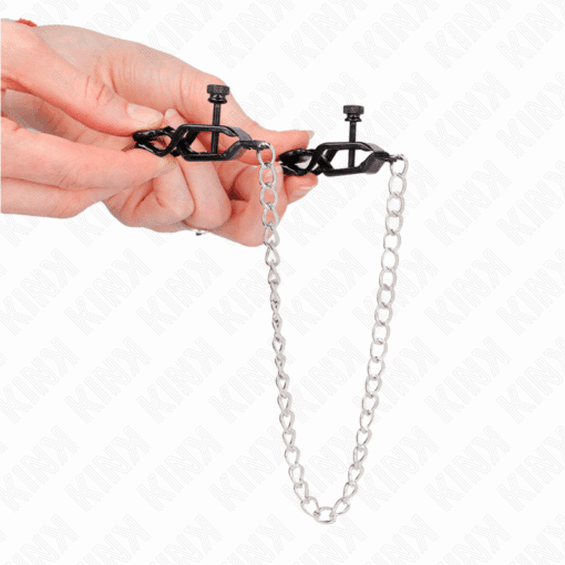 KINK - PINZAS PARA PEZONES PLANAS NEGRO CON CADENA PLATEADO 30 CM - Imagen 4