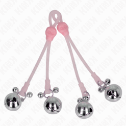 KINK - PINZAS PARA PEZONES LUMINOSAS FORMA CALABERA CON CASCABEL SONORO AJUSTABLE ROSA / PLATEADO - piKanteo | Despierta tu lado más piKante