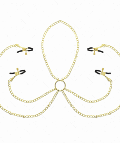 KINK - PINZAS PARA PEZONES Y CLÍTORIS 4 ENGANCHES AJUSTABLE DORADO