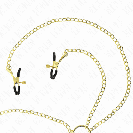 KINK - PINZAS PARA PEZONES Y CLÍTORIS 4 ENGANCHES AJUSTABLE DORADO - Imagen 2