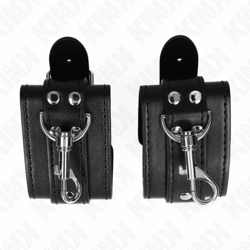 KINK - MUÑEQUERAS ESTILO MAZMORRA CON CERRADURA NEGRO AJUSTABLE 21-28 CM X 5.5 CM - Imagen 4