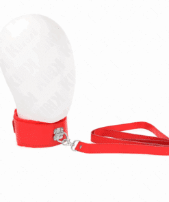KINK - COLLAR CON CORREA 116 CM CON TACHUELAS PLATEADAS MODELO 4 ROJO AJUSTABLE 40-48 CM X 6 CM