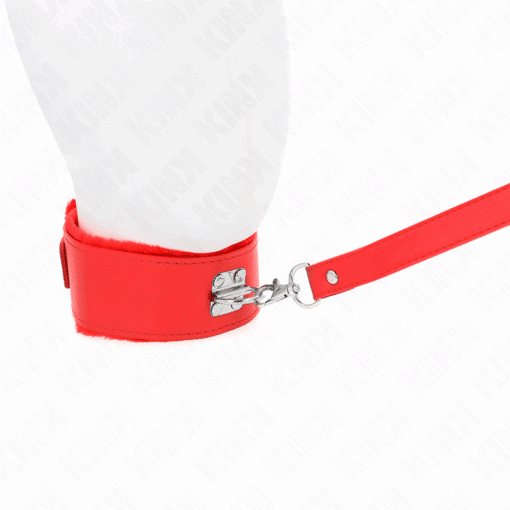 KINK - COLLAR CON CORREA 116 CM CON TACHUELAS PLATEADAS MODELO 4 ROJO AJUSTABLE 40-48 CM X 6 CM - Imagen 3