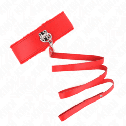 KINK - COLLAR CON CORREA 116 CM CON TACHUELAS PLATEADAS MODELO 4 ROJO AJUSTABLE 40-48 CM X 6 CM - piKanteo | Despierta tu lado más piKante