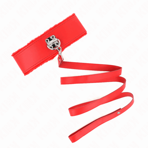 KINK - COLLAR CON CORREA 116 CM CON TACHUELAS PLATEADAS MODELO 4 ROJO AJUSTABLE 40-48 CM X 6 CM - Imagen 4