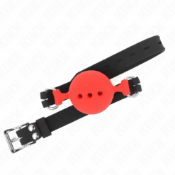 KINK - MORDAZA 55 x 2 CM DE BOLA 5 CM DE SILICONA COMPLETA TALLA L ROJO AJUSTABLE 35-51 CM - piKanteo | Despierta tu lado más piKante
