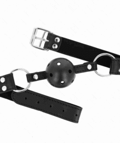 KINK - MORDAZA DE BOLA 4 CM TRANSPIRABLE CON DOBLE REMACHE MODELO 1 NEGRO 62 x 2.5 CM AJUSTABLE 42-58 CM