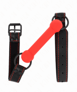 KINK - MORDAZA FORMA DE HUESO CON CORREA POLIPIEL ROJO AJUSTABLE 41-57 CM