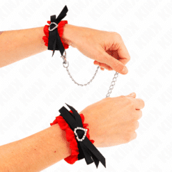 KINK - MUÑEQUERAS ELÁSTICAS DE ENCAJE CON DETALLE CORAZÓN ROJO AJUSTABLE 22-35 CM - piKanteo | Despierta tu lado más piKante