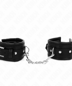 KINK - MUÑEQUERAS NEGRO CON HEBILLA DE DIAMANTES DE IMITACIÓN AJUSTABLE 25-32 CM X 5.5 CM