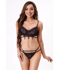 LIVCO CORSETTI FASHION - NERINA 20240 SUJETADOR + TANGA NEGRO L/XL