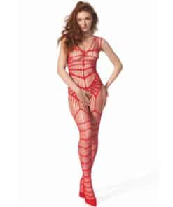 PASSION - BS 102 BODYSTOCKING ROJO TALLA ÚNICA