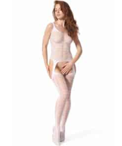 PASSION - BS 104 BODYSTOCKING BLANCO TALLA ÚNICA