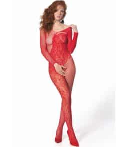PASSION - BS 107 BODYSTOCKING ROJO TALLA ÚNICA