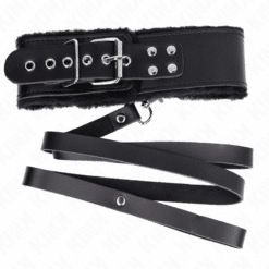 KINK - COLLAR CON CORREA 116 CM DE PIEL NEGRO AJUSTABLE 40-48 CM X 6 CM - piKanteo | Despierta tu lado más piKante