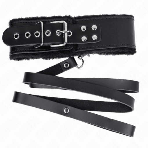 KINK - COLLAR CON CORREA 116 CM DE PIEL NEGRO AJUSTABLE 40-48 CM X 6 CM - Imagen 5
