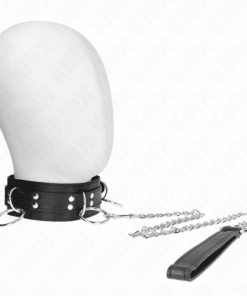 KINK - COLLAR CON CORREA 80 CM ESCLAVITUD 3 ANILLOS 53 X 5 CM