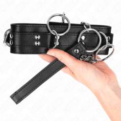 KINK - COLLAR CON CORREA 80 CM ESCLAVITUD 3 ANILLOS 53 X 5 CM - piKanteo | Despierta tu lado más piKante