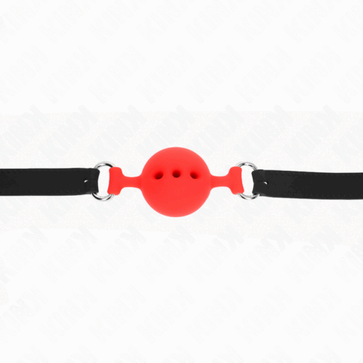 KINK - MORDAZA 55 x 2 CM DE BOLA 4.5 CM DE SILICONA COMPLETA TALLA M ROJO AJUSTABLE 35-51 CM - Imagen 4