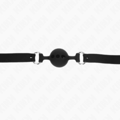 KINK - MORDAZA 55 x 2 CM DE BOLA 4 CM DE SILICONA COMPLETA TALLA S NEGRO AJUSTABLE 35-51 CM - piKanteo | Despierta tu lado más piKante