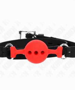 KINK - MORDAZA 55 x 2 CM DE BOLA 4 CM DE SILICONA COMPLETA TALLA S ROJO AJUSTABLE 35-51 CM