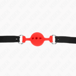 KINK - MORDAZA 55 x 2 CM DE BOLA 4 CM DE SILICONA COMPLETA TALLA S ROJO AJUSTABLE 35-51 CM - piKanteo | Despierta tu lado más piKante
