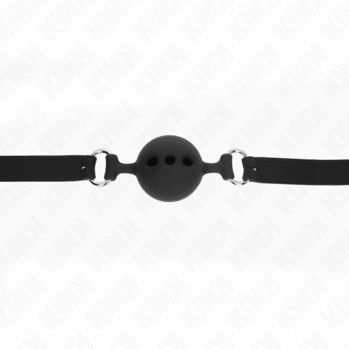 KINK - MORDAZA 55 x 2 CM DE BOLA 5 CM DE SILICONA COMPLETA TALLA L NEGRO AJUSTABLE 35-51 CM - Imagen 4