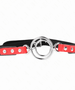 KINK - MORDAZA CON MÚLTIPLES JUNTAS TÓRICAS 4 / 4.8 CM ROJO AJUSTABLE 38 X 56 CM