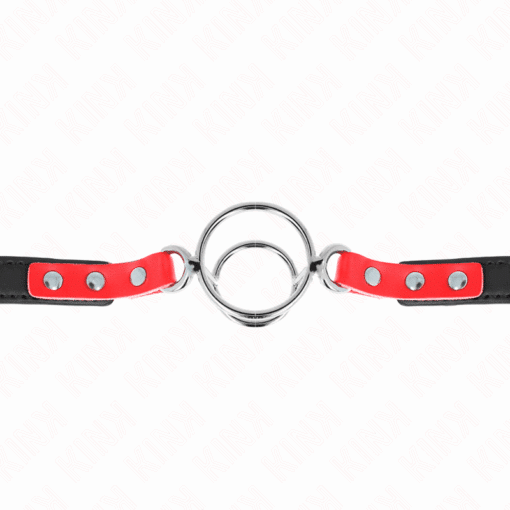 KINK - MORDAZA CON MÚLTIPLES JUNTAS TÓRICAS 4 / 4.8 CM ROJO AJUSTABLE 38 X 56 CM - Imagen 4