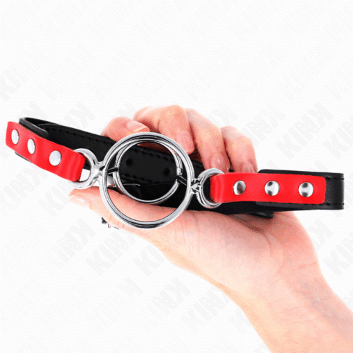 KINK - MORDAZA CON MÚLTIPLES JUNTAS TÓRICAS 4 / 4.8 CM ROJO AJUSTABLE 38 X 56 CM - Imagen 3
