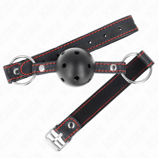 KINK - MORDAZA DE BOLA 4.5 CM NEGRA DURA HUECA MODELO 2 65 x 2.5 CM - Imagen 2