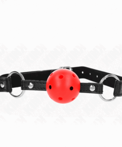 KINK - MORDAZA DE BOLA 4.5 CM ROJA DURA HUECA MODELO 1 63.5 X 2 CM