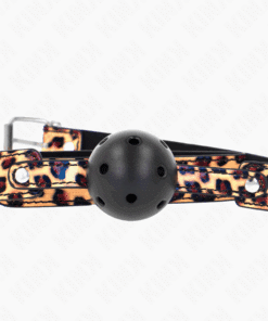 KINK - MORDAZA DE BOLA 4.5 CM TRANSPIRABLE LEOPARDO 65 x 2.5 CM