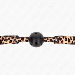 KINK - MORDAZA DE BOLA 4.5 CM TRANSPIRABLE LEOPARDO 65 x 2.5 CM - piKanteo | Despierta tu lado más piKante