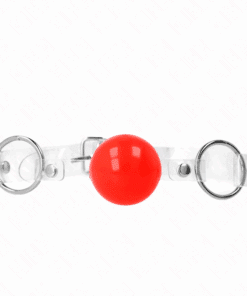 KINK - MORDAZA DE BOLA ROJA DE PVC TRANSPARENTE AJUSTABLE