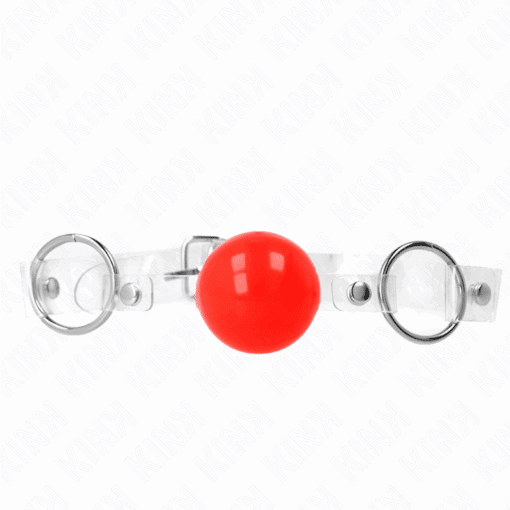 KINK - MORDAZA DE BOLA ROJA DE PVC TRANSPARENTE AJUSTABLE