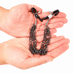 KINK - PINZAS PARA PEZONES CON TRIPLE CADENA NEGRO 20/23/28 CM - piKanteo | Despierta tu lado más piKante