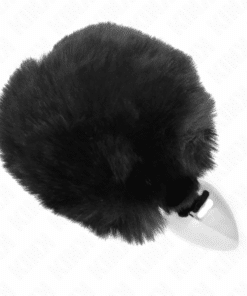 KINK - PLUG 7 x 3 CM DE ACERO INOXIDABLE CON COLA DE CONEJO PIEL SINTÉTICA 8 CM NEGRO