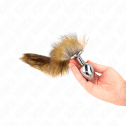 KINK - PLUG ANAL TALLA L 10 X 4 CM CON COLA SINTÉTICA 40 CM MARRÓN - piKanteo | Despierta tu lado más piKante