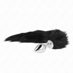 KINK - PLUG ANAL TALLA M 8 X 3.5 CM CON COLA SINTÉTICA 40 CM NEGRO